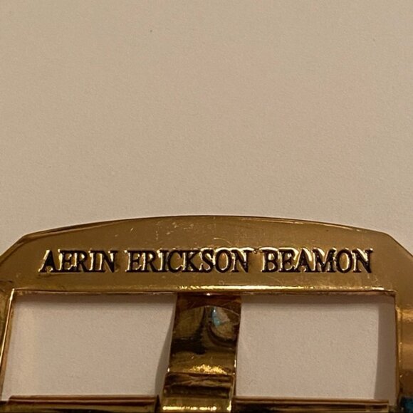 VINTAGE ERICKSON BEAMON BRACELET WIDE GOLD TONE MESH BELT BUCKLE LOOK 7” - 7.5” - Picture 15 of 16